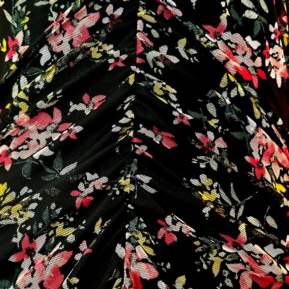 INC International Concepts Floral-Print Mock-Neck Ruched Mesh Dress Size XL - Picture 5 of 16